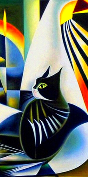 Digital Arts titled "Abstract Cats12" by Mikhail Deshuk, Original Artwork, Digital Painting
