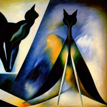 Arte digital titulada "Abstract Cats13" por Mikhail Deshuk, Obra de arte original, Pintura Digital