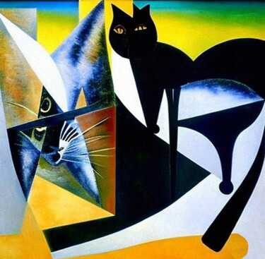 Arte digital titulada "Abstract Cats15" por Mikhail Deshuk, Obra de arte original, Pintura Digital