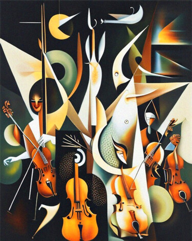 Arte digitale intitolato "Symphony Orchestra" da Mikhail Deshuk, Opera d'arte originale, Pittura digitale