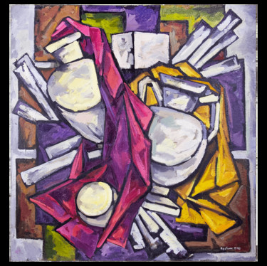 Картина под названием "Gypsum Vases, oil,…" - Mikhail Kublik, Подлинное произведение искусства, Масло Установлен на Деревянн…
