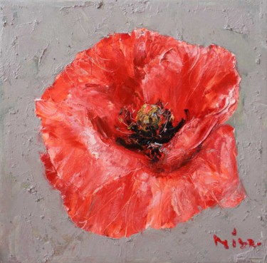 Painting titled "Poppy III" by Mikhail Mikora, Original Artwork, Oil