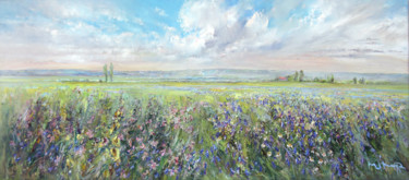Painting titled "Field of Flowers" by Mikhail Mikora, Original Artwork, Oil