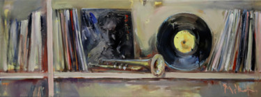 Painting titled "The Jazz Shelf II" by Mikhail Mikora, Original Artwork, Oil