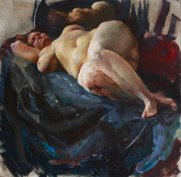 Peinture intitulée "Lying Woman" par Mikhail Sol, Œuvre d'art originale, Huile