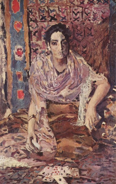 Malerei mit dem Titel "La cartomancienne" von Mikhaïl Vroubel, Original-Kunstwerk, Öl