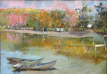 Картина под названием ""Lake  Lisi"" - Mikhail Gabunia, Подлинное произведение искусства, Масло