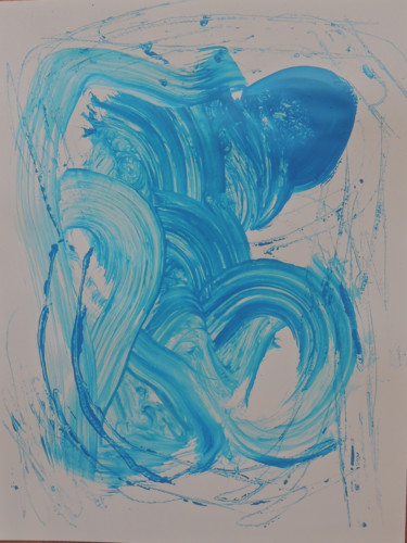 Painting titled "blue 3" by Mikheil Gogava, Original Artwork, Acrylic