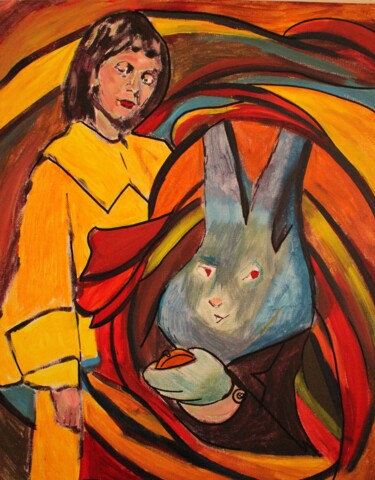Malerei mit dem Titel "Welcome, Alice!" von Mikhey Chikov, Original-Kunstwerk, Acryl