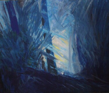 Painting titled "Blue forest" by Mikhey Chikov, Original Artwork, Acrylic
