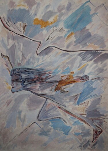 Schilderij getiteld "In flight" door Mikhey Chikov, Origineel Kunstwerk, Acryl