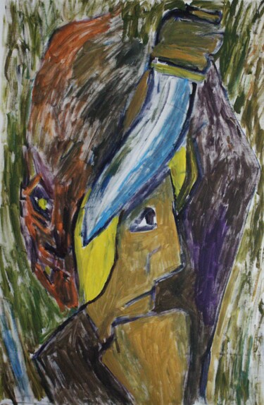 Malerei mit dem Titel "Hunter" von Mikhey Chikov, Original-Kunstwerk, Acryl