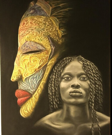 Drawing titled "beauty of africa" by Mikiart, Original Artwork, Pastel