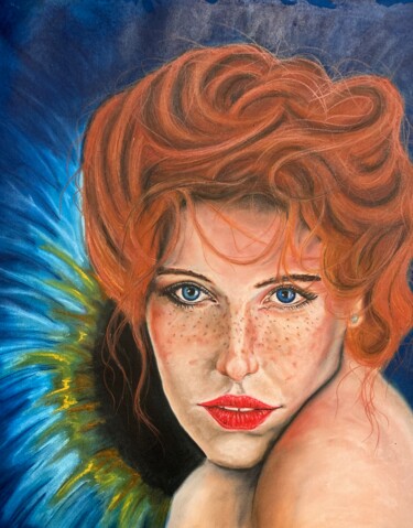 Drawing titled "italian beauty" by Mikiart, Original Artwork, Pastel