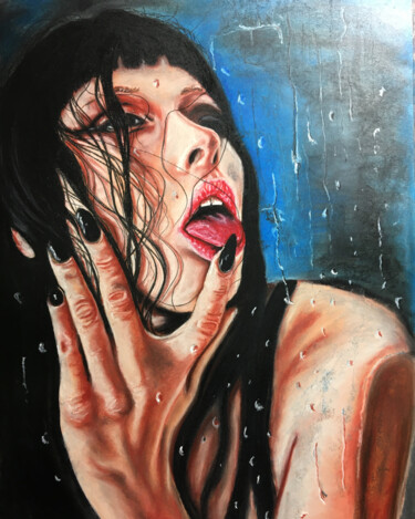 Drawing titled "drops of longing" by Mikiart, Original Artwork, Pastel