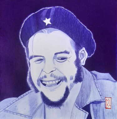 Drawing titled "Che Guevara" by Mikael Schneider, Original Artwork, Gel pen
