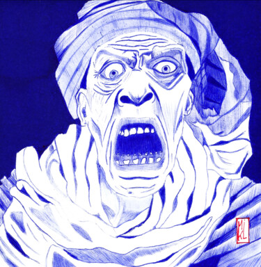 Disegno intitolato "La momie" da Mikael Schneider, Opera d'arte originale, Penna gel