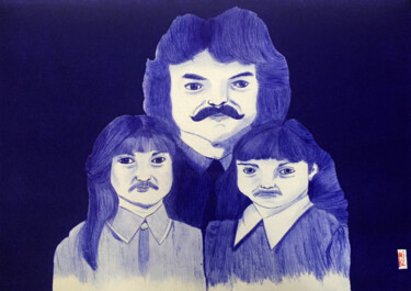 Drawing titled "Moustache Gracias" by Mikael Schneider, Original Artwork, Gel pen