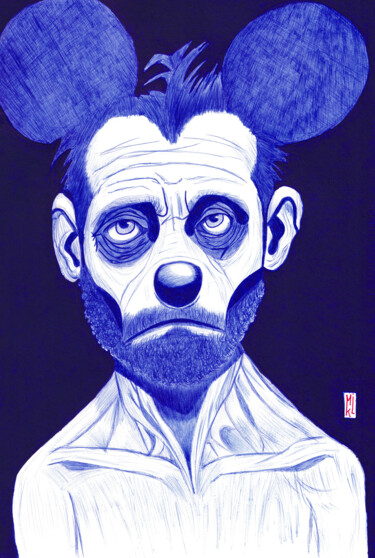 Drawing titled "Mickey Mouse" by Mikael Schneider, Original Artwork, Ballpoint pen