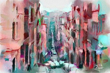 Peinture intitulée "Street view" par Miklos Szigeti, Œuvre d'art originale, Aquarelle