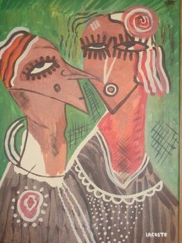 Painting titled "Les deux soeurs" by Michel Lacoste, Original Artwork