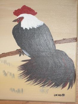 Peinture intitulée "Ti-coq" par Michel Lacoste, Œuvre d'art originale