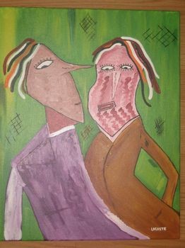 Peinture intitulée "Les deux frères" par Michel Lacoste, Œuvre d'art originale