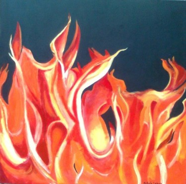 Pittura intitolato "fuoco" da Michele Pinco, Opera d'arte originale