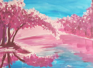 Картина под названием "Sakura" - Liudmila Bergès, Подлинное произведение искусства, Акрил
