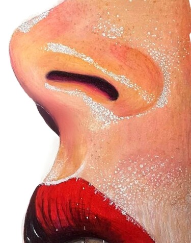 Tekening getiteld "Red lips" door Mila Bnzh, Origineel Kunstwerk, Potlood