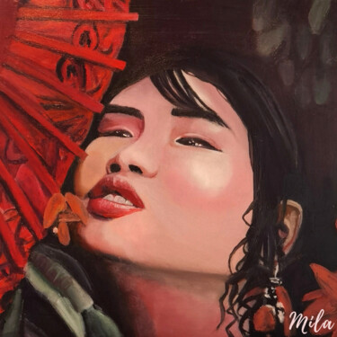 Malerei mit dem Titel "Woman from Japan" von Mila Bnzh, Original-Kunstwerk, Öl
