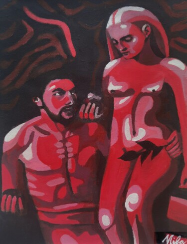 Malerei mit dem Titel "Adam et EVe" von Mila Bnzh, Original-Kunstwerk, Acryl