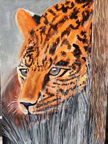 Картина под названием "leopard" - Mila Molchanova, Подлинное произведение искусства, Акрил