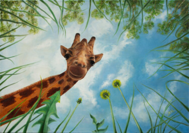 Painting titled "Hello!" by Mila Moroko, Original Artwork, Oil Mounted on Wood Stretcher frame