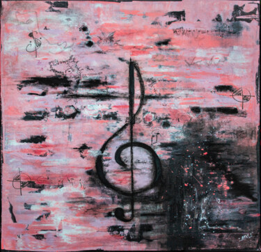 Painting titled "Treble Clef" by Mila Moroko, Original Artwork, Acrylic Mounted on Wood Stretcher frame