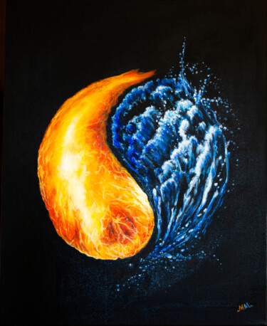 Картина под названием "Yin-Yang" - Mila Moroko, Подлинное произведение искусства, Масло Установлен на Деревянная рама для но…