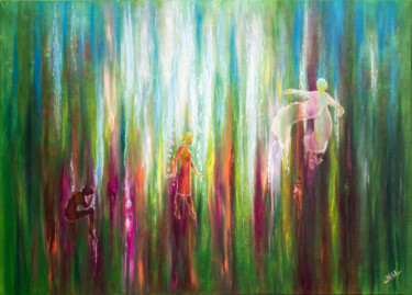 Pittura intitolato "Let's fly" da Mila Moroko, Opera d'arte originale, Olio Montato su Telaio per barella in legno