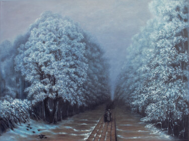Painting titled "Winter Park Inspire…" by Mila Moroko, Original Artwork, Oil Mounted on Wood Stretcher frame