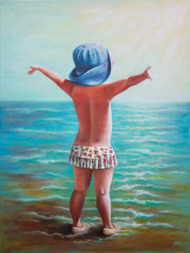 Картина под названием "Little Sun Salutati…" - Mila Moroko, Подлинное произведение искусства, Масло Установлен на Деревянная…