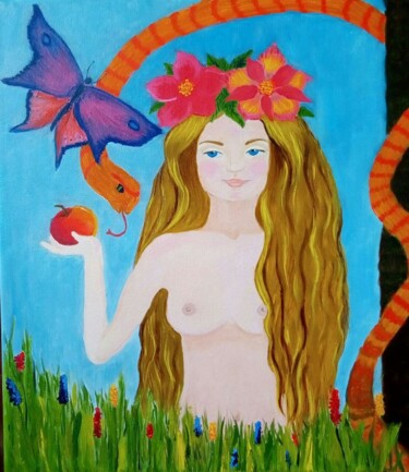 제목이 "Petite Ève peinture…"인 미술작품 Mila Potapova로, 원작, 기름 나무 들것 프레임에 장착됨