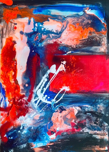 Painting titled "COSMO OCEAN 2" by Mila Stone, Original Artwork, Acrylic Mounted on Wood Stretcher frame
