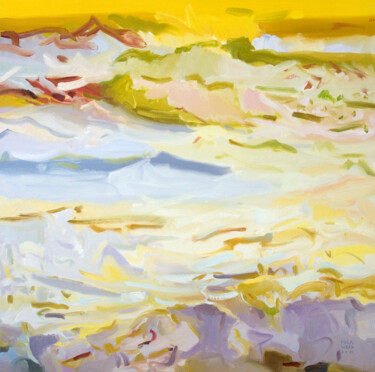 Painting titled "Sunlight Waves" by Mila Weis, Original Artwork, Oil Mounted on Wood Stretcher frame