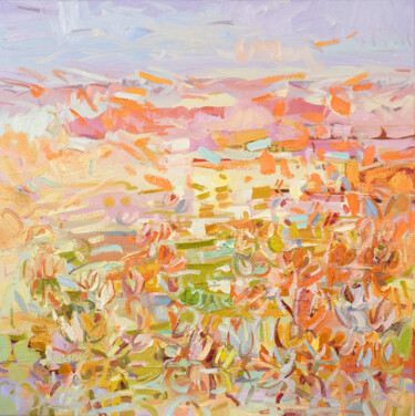 Painting titled "Summer Flowers" by Mila Weis, Original Artwork, Oil Mounted on Wood Stretcher frame