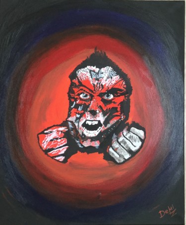 Painting titled "A whirlpool of anger" by Mila Derzhavina, Original Artwork, Acrylic Mounted on Wood Stretcher frame