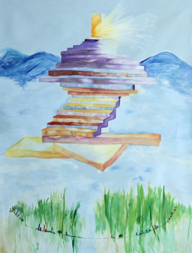 Painting titled "Escada1" by Mila Botelli, Original Artwork, Acrylic
