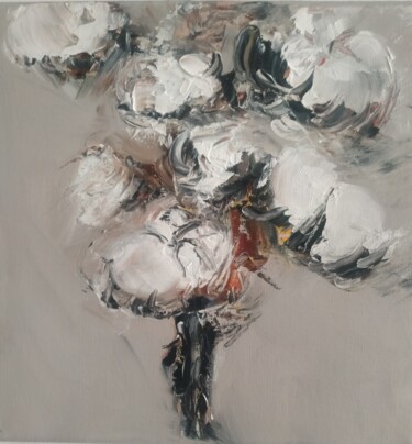 Pintura titulada "Flores de algodón 1" por Milagros Nieves Medina, Obra de arte original, Oleo Montado en Bastidor de camill…