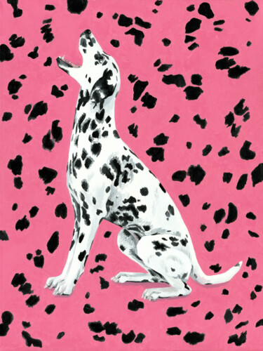 Malerei mit dem Titel "Dalmatian Dog On Pi…" von Mila Kochneva, Original-Kunstwerk, Öl