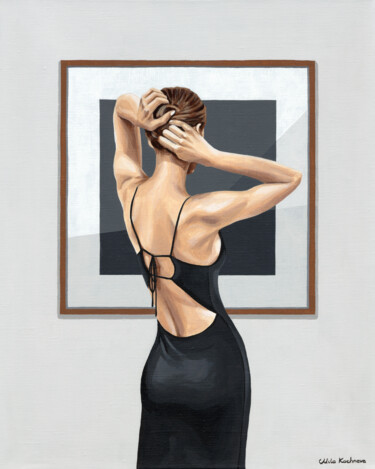 Painting titled "Woman in Gallery. M…" by Mila Kochneva, Original Artwork, Acrylic