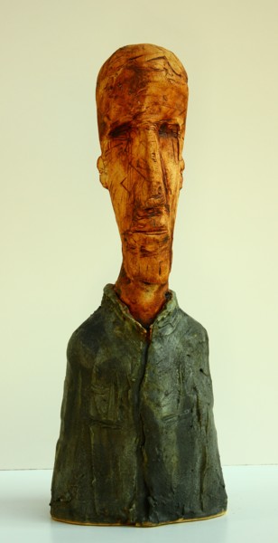 Sculpture titled "Le portrait" by Milan Rakic, Original Artwork, Ceramics