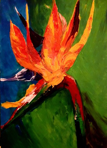 Peinture intitulée "Oiseau du paradis" par Bliss'Art, Œuvre d'art originale, Acrylique